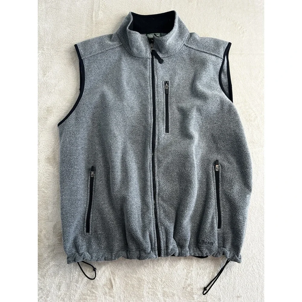 Vintage LL Bean‎ Fleece Vest Mens XL Gray Full Zip Made in USA 90s Gorpcore